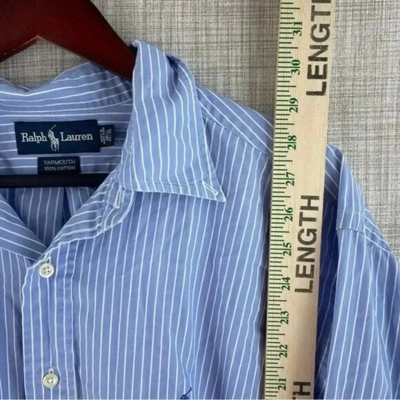 Ralph Lauren Shirt Button Down Long Sleeve Mens Size 16.5 blue 0007 - Picture 7 of 8